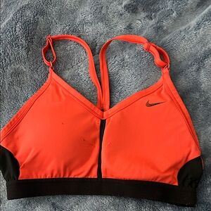 Nike Women's Bright Orange and Black Sports Bra
